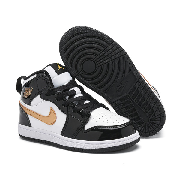 Youth Running Weapon Air Jordan 1 White/Black Shoes 1004
